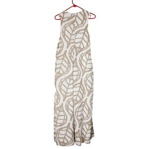 Anthropologie Whit Two tan leaf print maxi dress Size XS Tropical Clean Girl